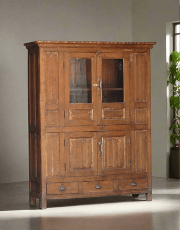 Antique Wood and Glass Crockery Cabinet - TesuCabinets & Storage