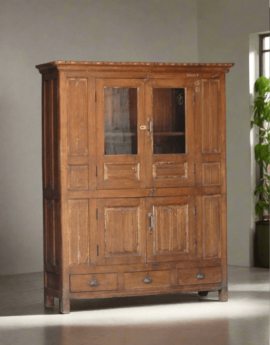 Antique Wood and Glass Crockery Cabinet - TesuCabinets & Storage