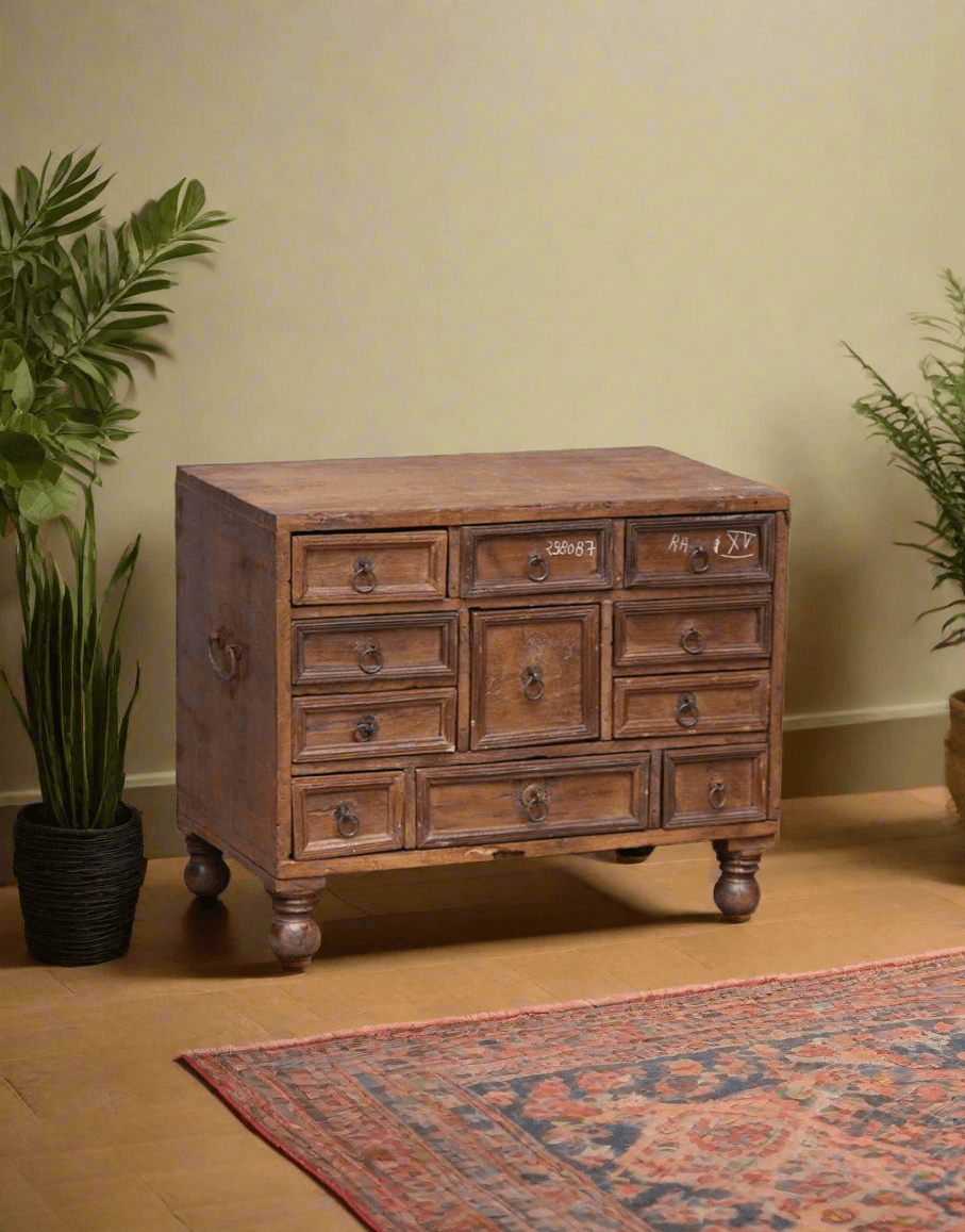 Antique Wood Multi Drawer Chest