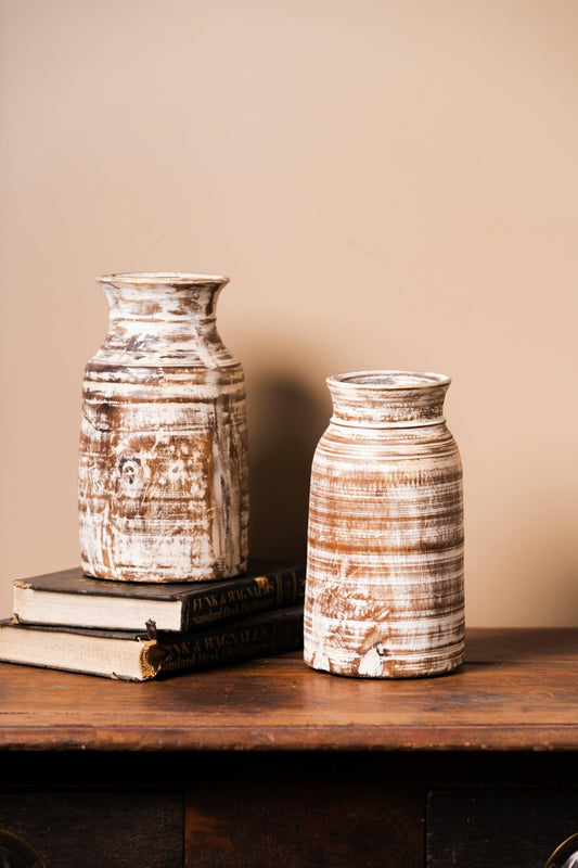 Antique Wooden Brown Pot - TesuWooden Pot