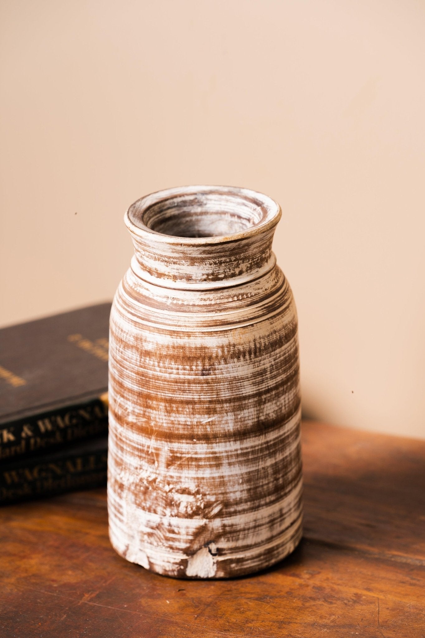 Antique Wooden Brown Pot - TesuWooden Pot