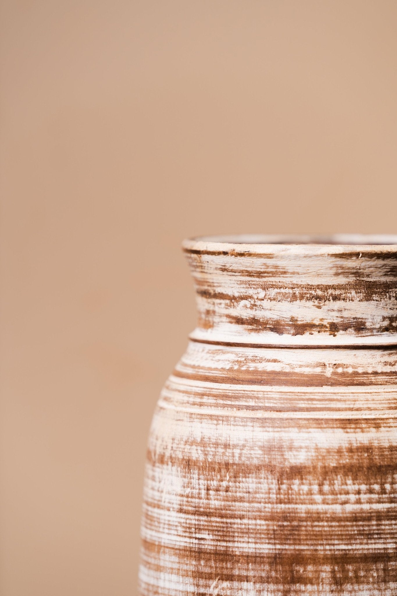 Antique Wooden Brown Pot - TesuWooden Pot