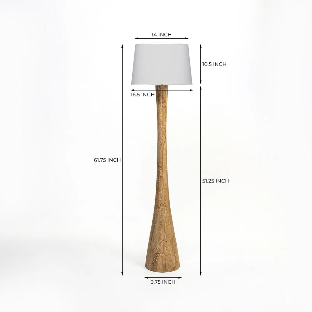 Floor lamp with dimensions labeled on a white background