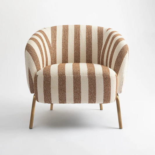  Upholstered in high-quality cotton fabric with bold, textured stripes, 