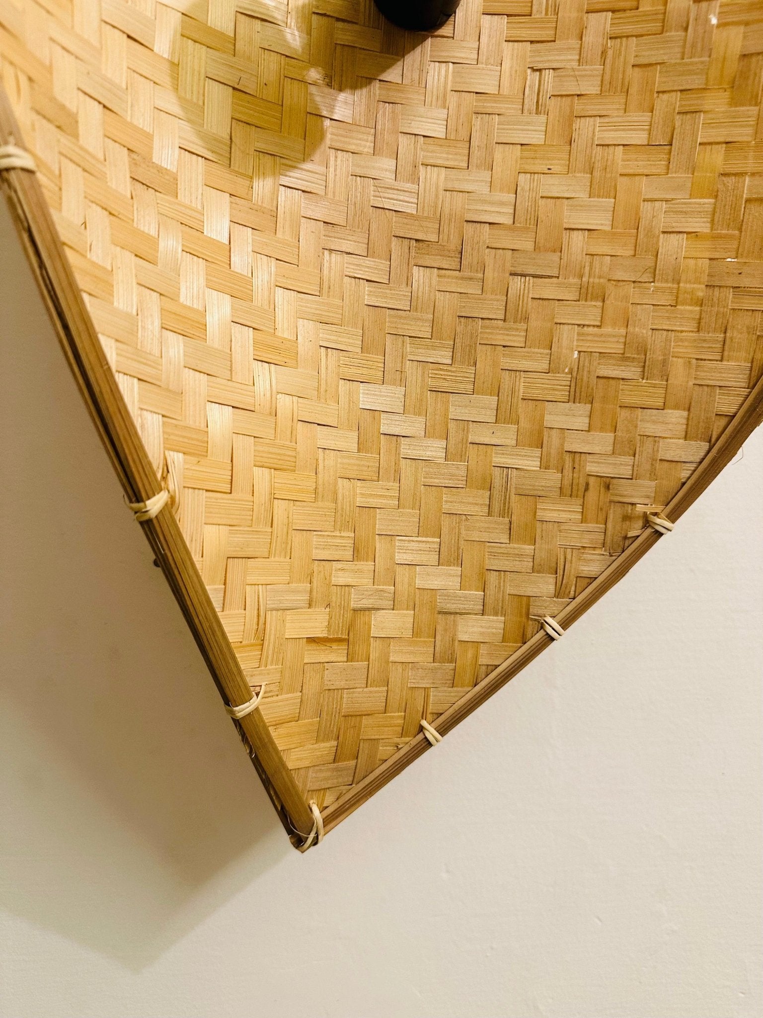 Bamboo curve wall light in boho room setting with natural décor – Tesu Lamps & Lighting