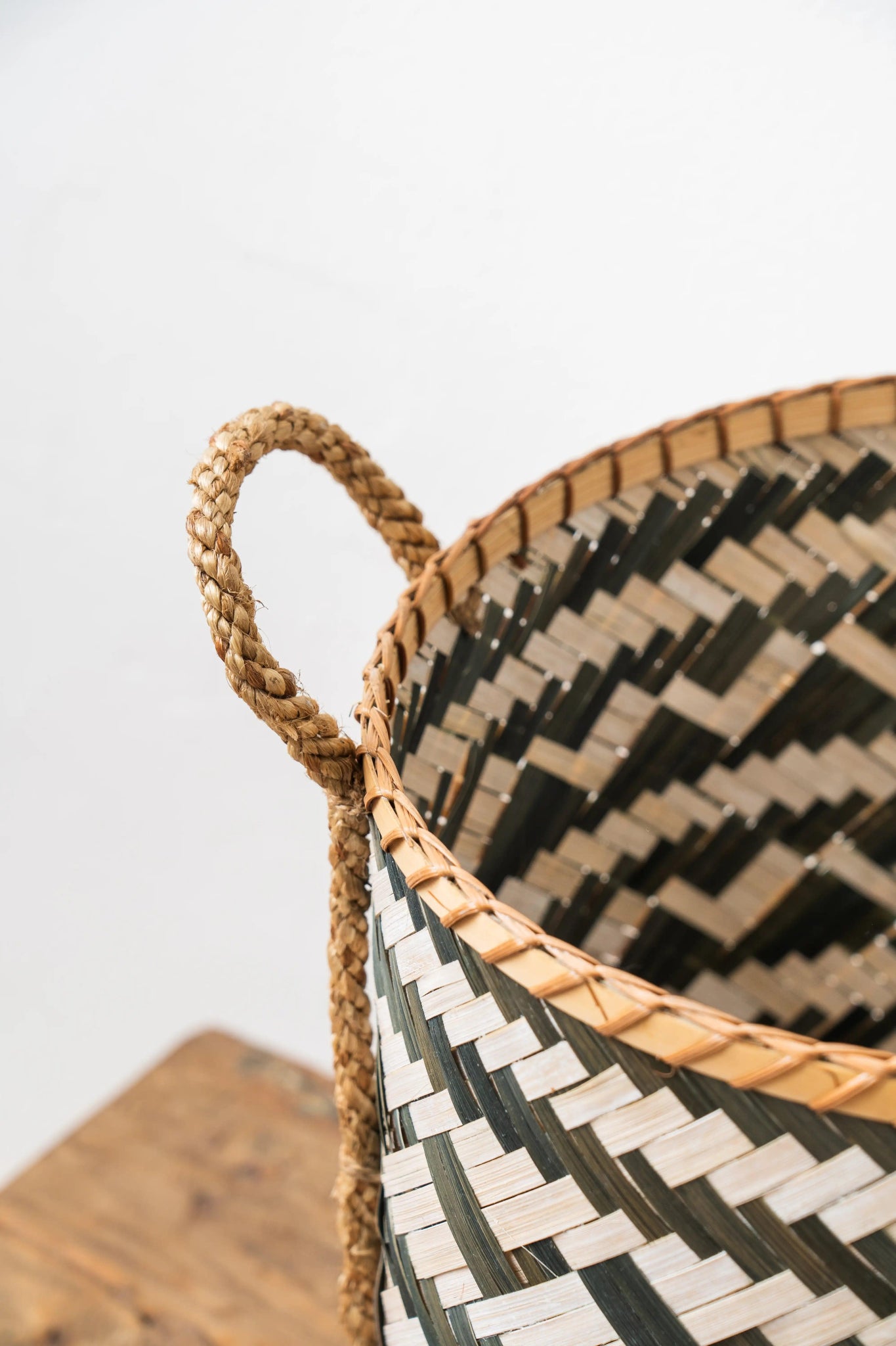 Bamboo basket top view showing interior space and woven base – Tesu Baskets & Storage