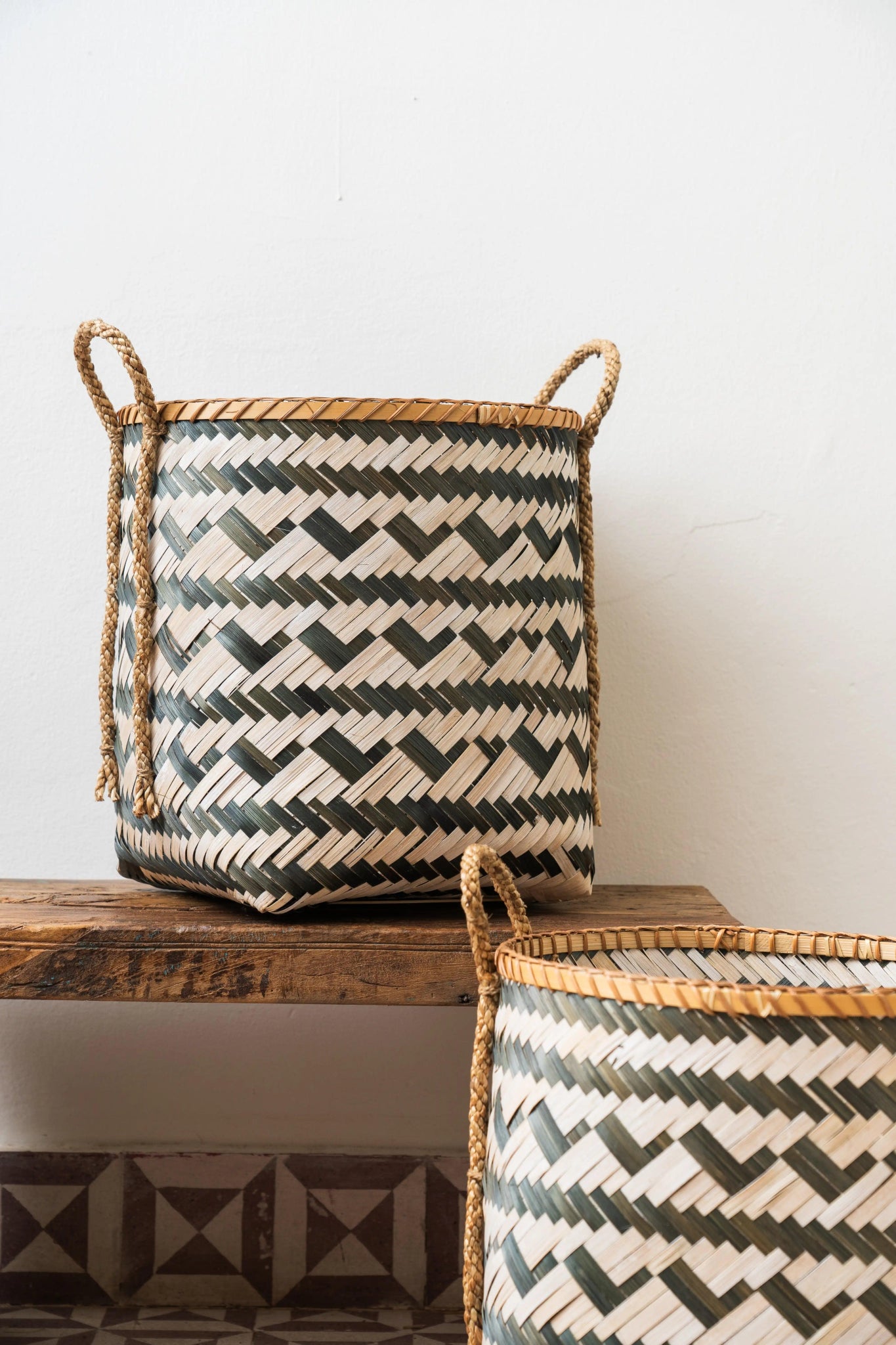 Bamboo handcrafted storage basket with sturdy handle natural eco-friendly – Tesu Baskets & Storage