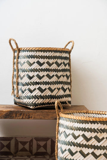 Bamboo handcrafted storage basket with sturdy handle natural eco-friendly – Tesu Baskets & Storage