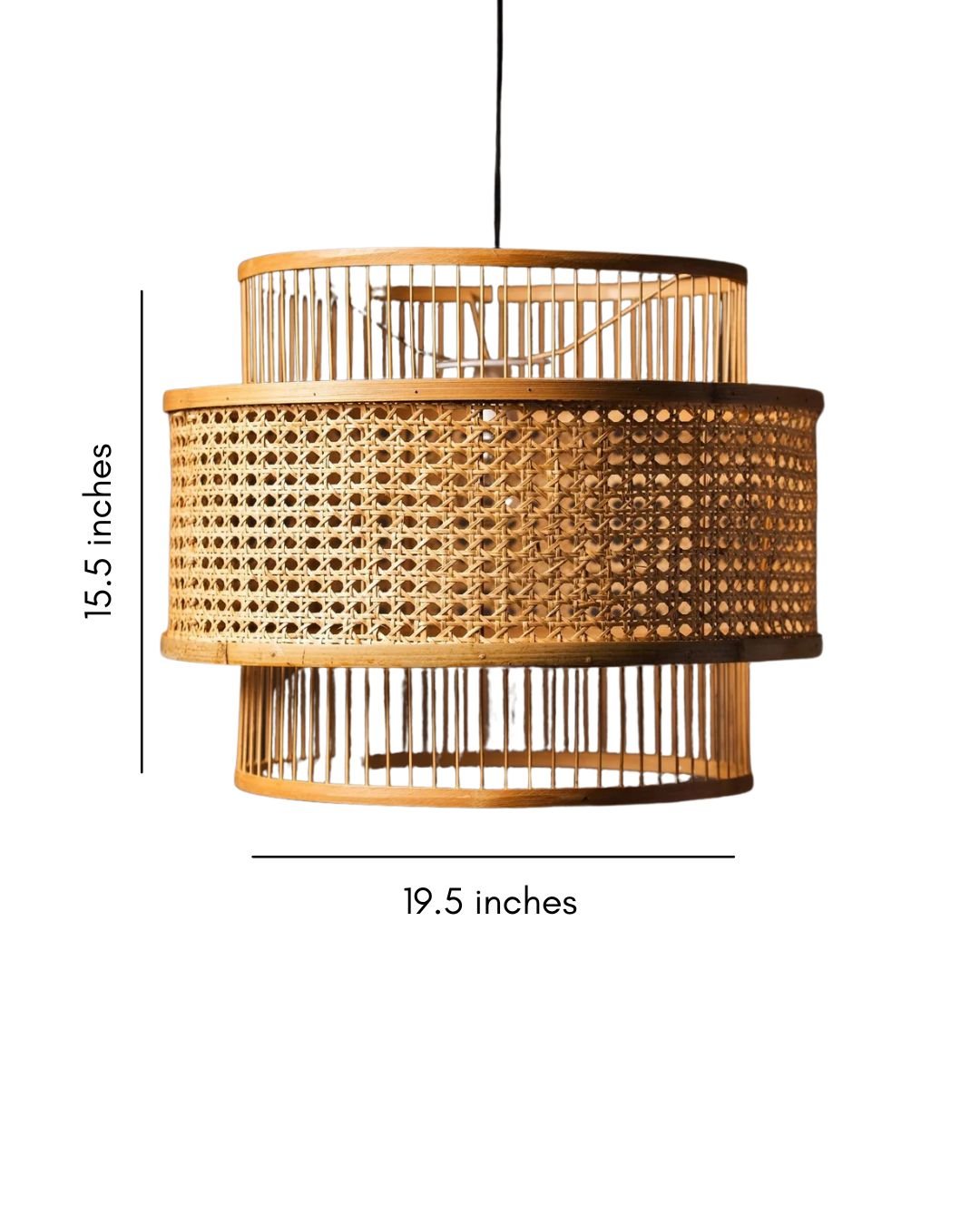 Bamboo pendant lampshade styled in dining room over table – Tesu Lamps & Lighting