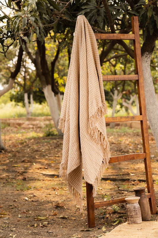 Beige Checkered Throw - TesuThrows