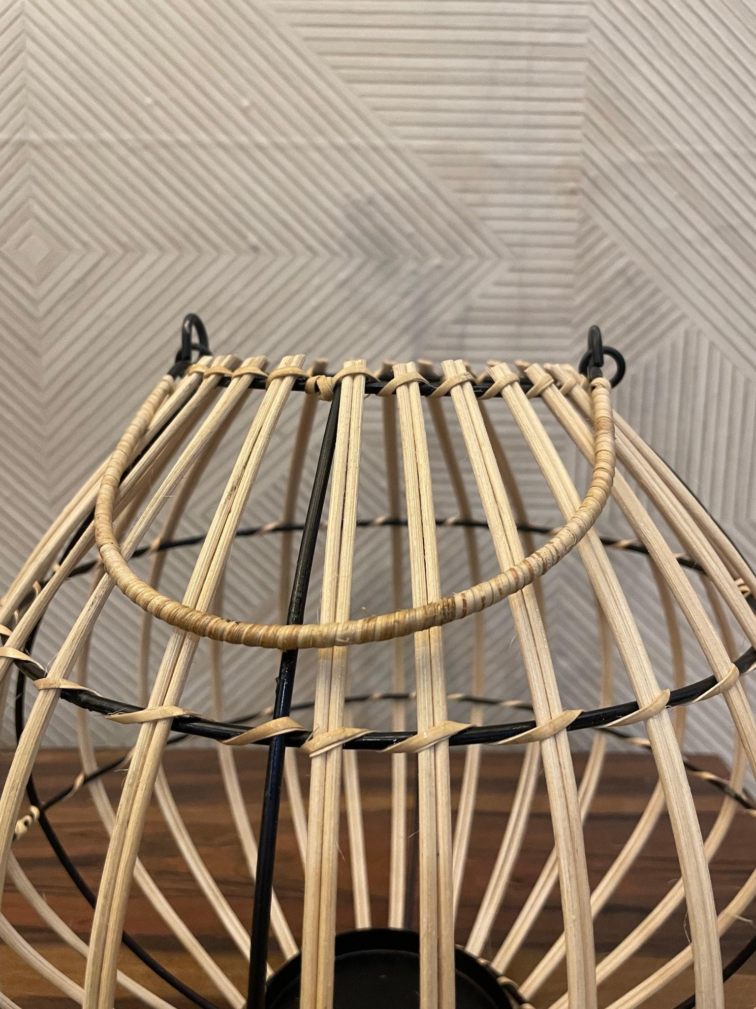 Black & Neutral Round Rattan Lantern - TesuTable Lamp
