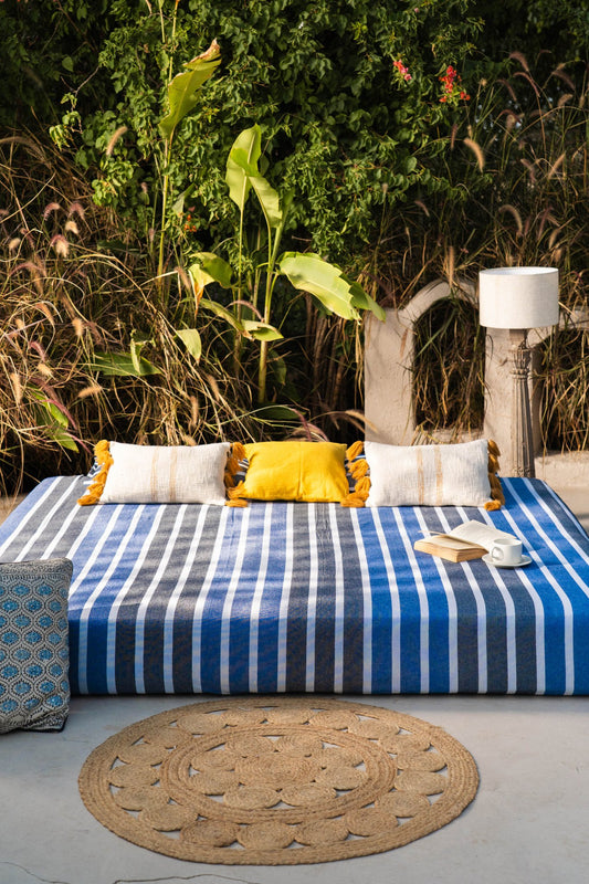 Blue Waves Cotton Bedspread With Pillow Covers - TesuBedspread