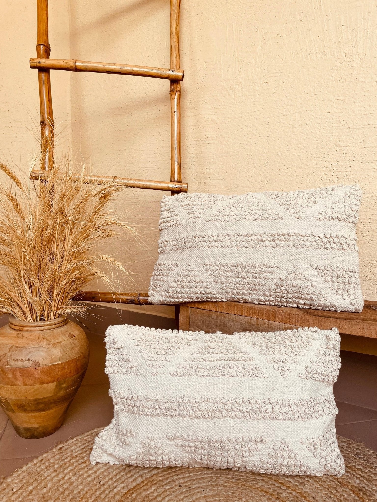 Bohemian Cotton Cushion Cover Beige and Off White - TesuCushion Covers