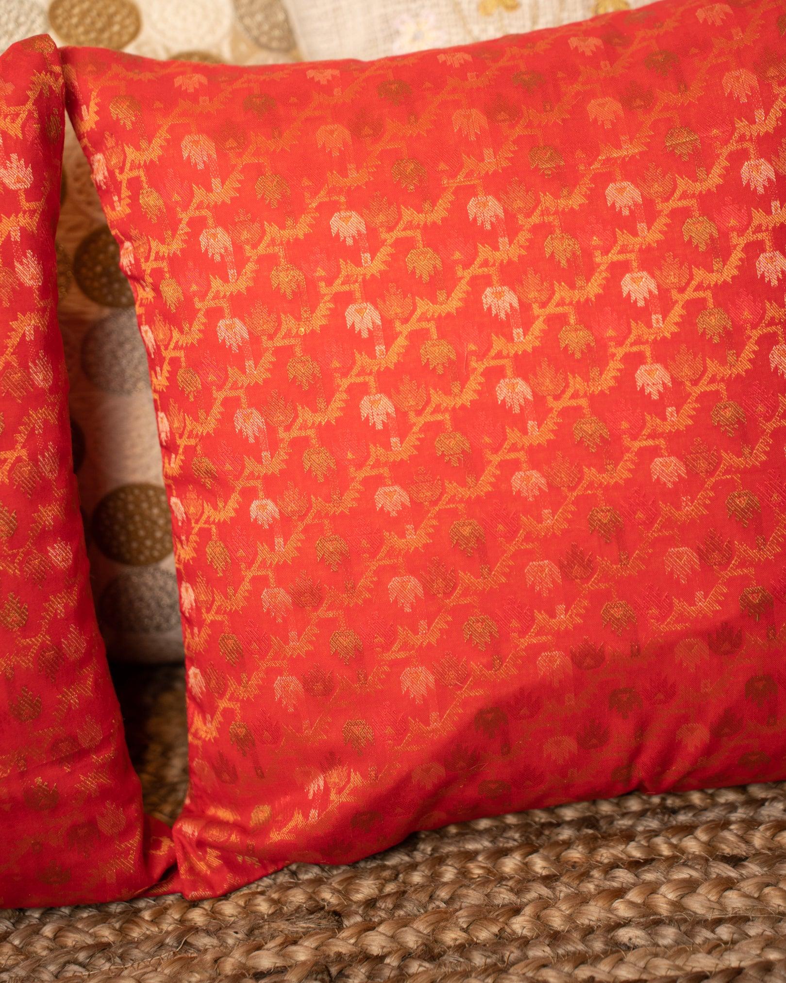 Brocade Cushion Cover - Orange Set of 2 - TesuCushion Covers