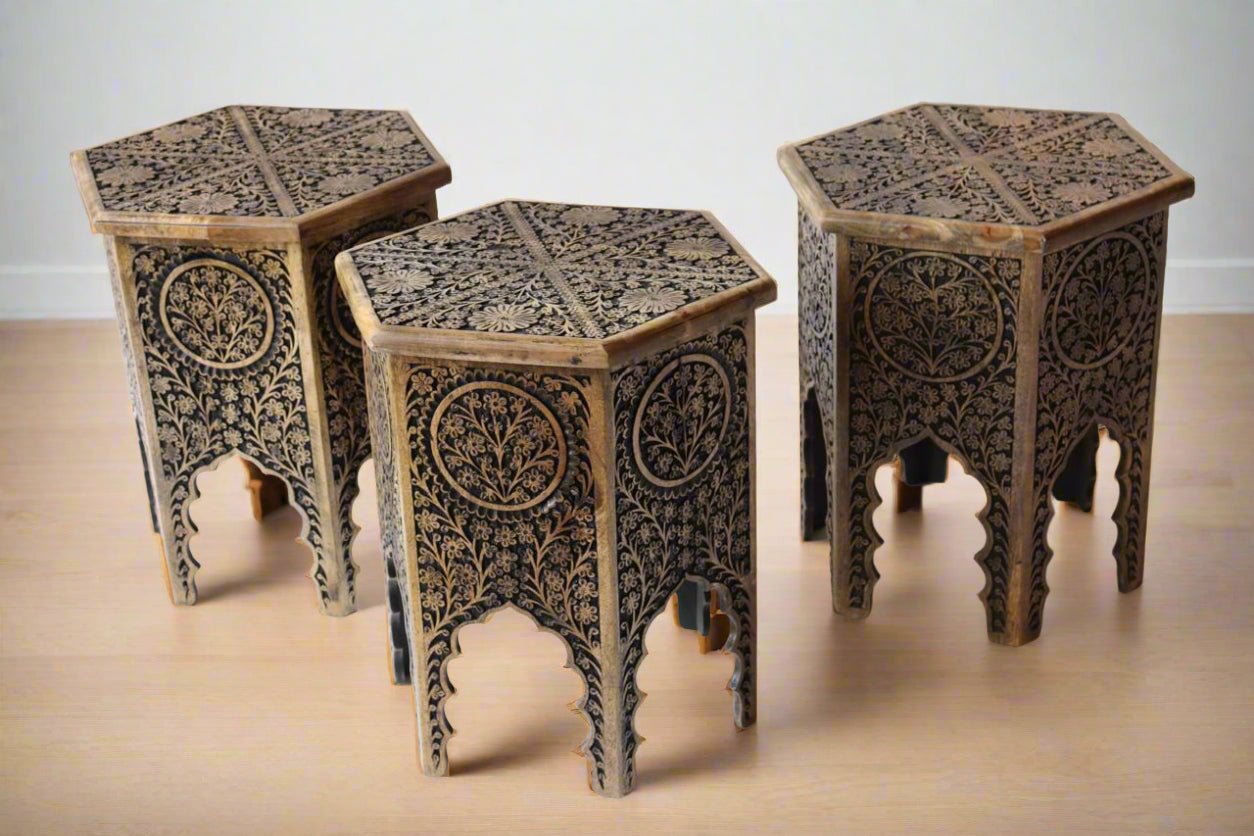 Carved Relic Stool - TesuStool