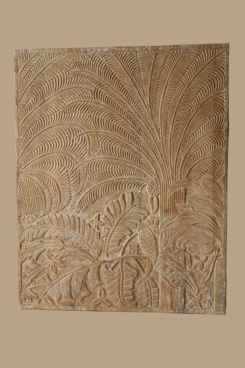 Carved Tropical Wooden Wall Panel - TesuWall Decor