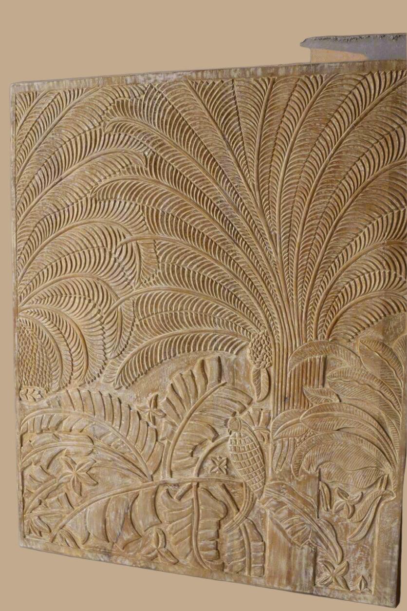 Carved Tropical Wooden Wall Panel - TesuWall Decor
