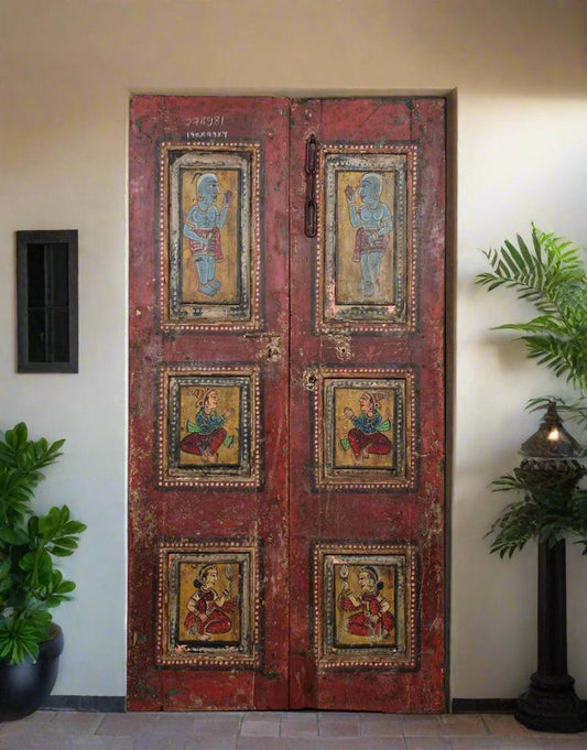 Celestial Temple Door Panel - Handcrafted Heritage Art for Home - TesuWall Decor