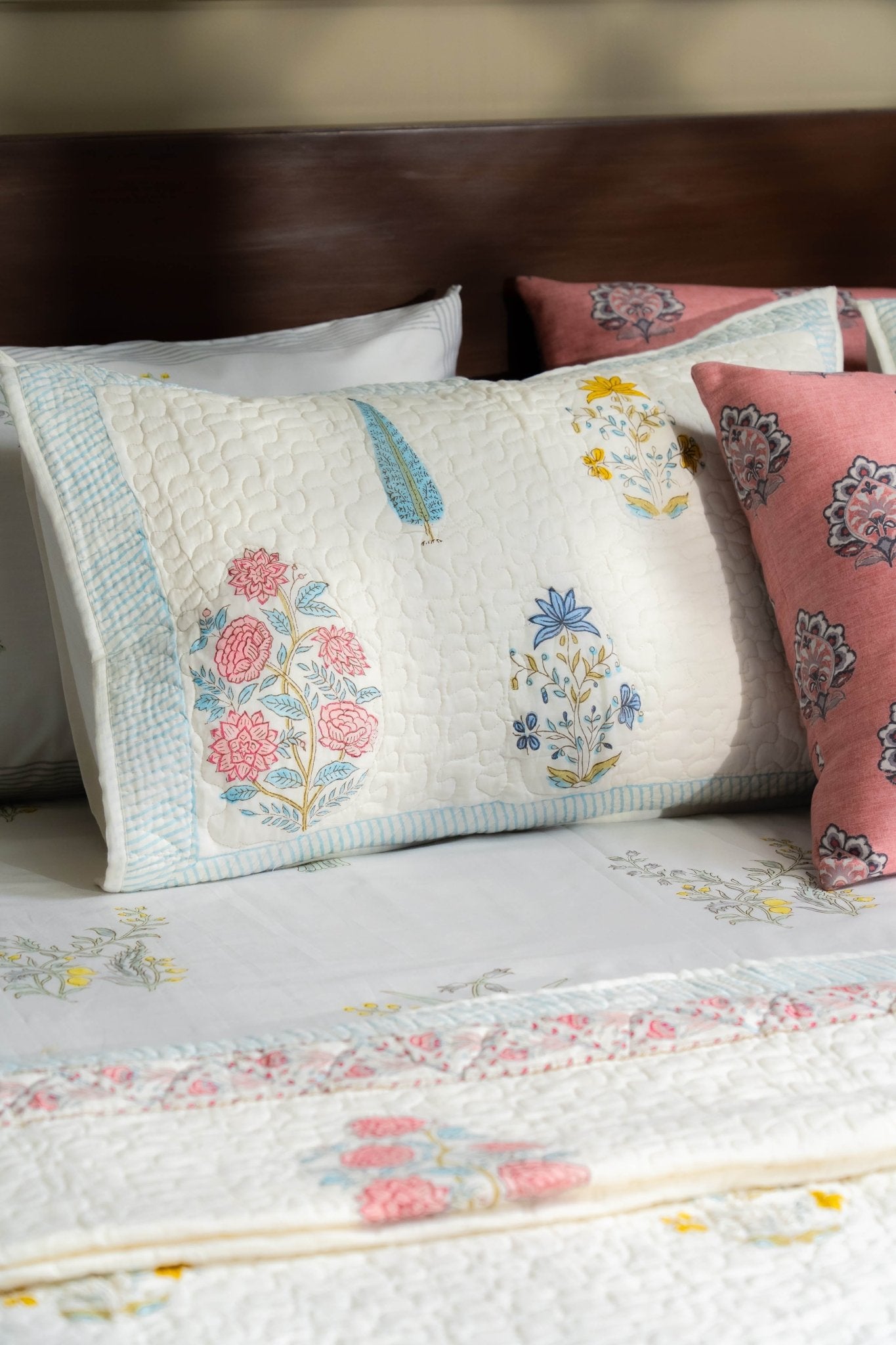 Block print motif close-up