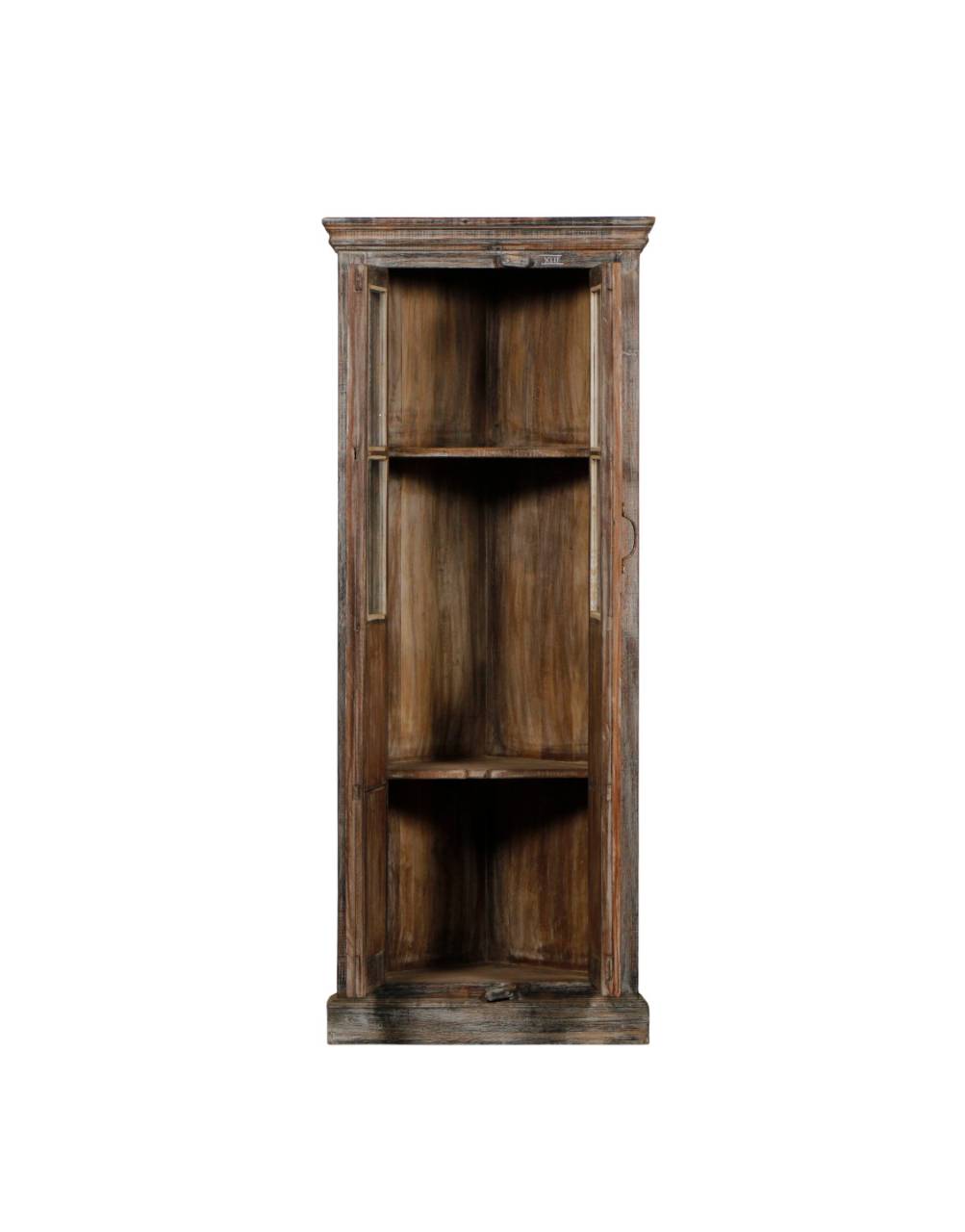 Classic corner showcase styled against wall with décor pieces – Tesu Furniture & Seating