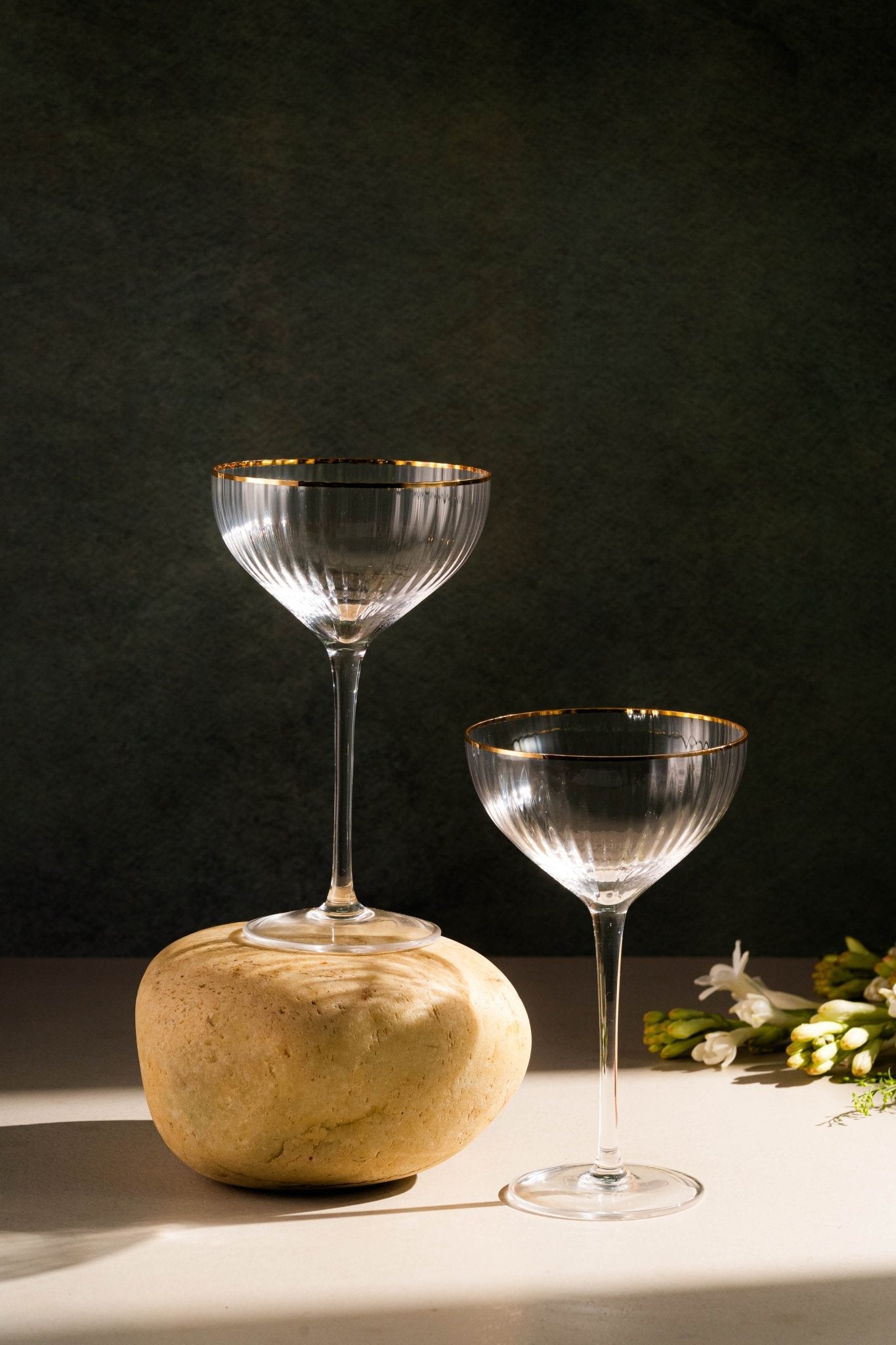 Clear Coupe Martini Glasses Golden Rim Set of 6 | India – Tesu