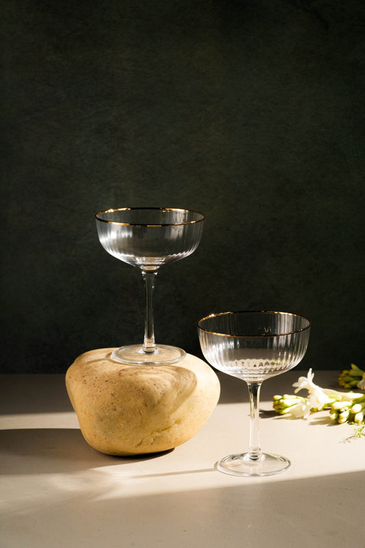 Clear Martini Glasses with Golden Rim Set of 4 - Premium Glassware - TesuGlasses