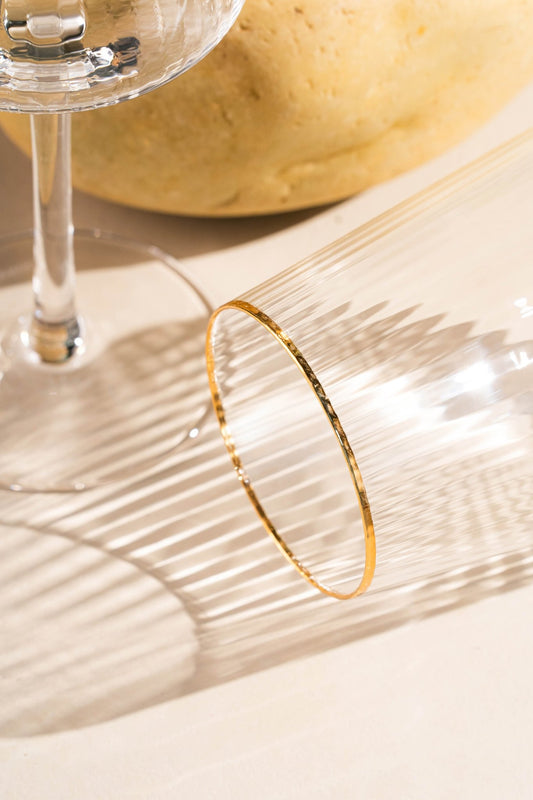 Clear Wine Glasses With Golden Rim Set of 6 - Premium Tableware - TesuGlasses
