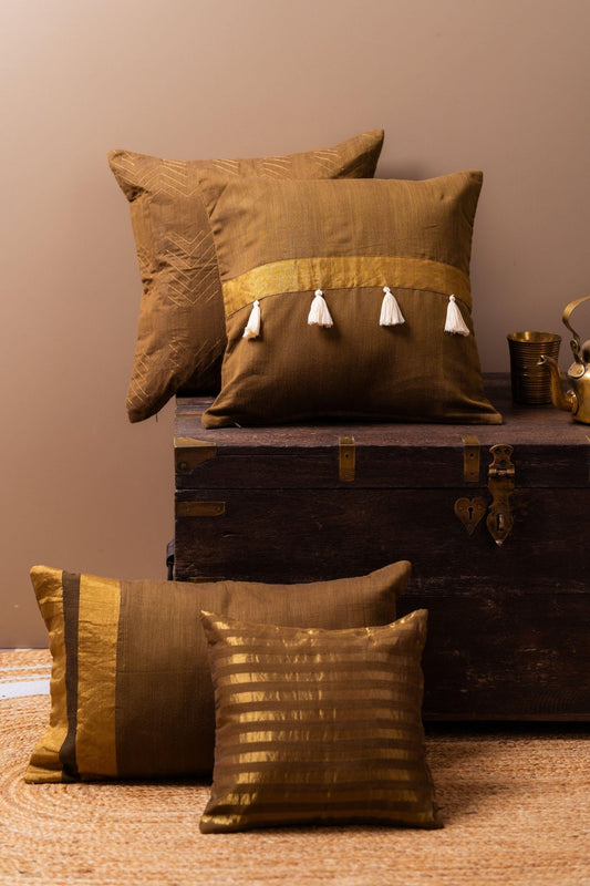 Cocoa Shine Maheshwari Silk Cushion Covers - TesuCushion Covers