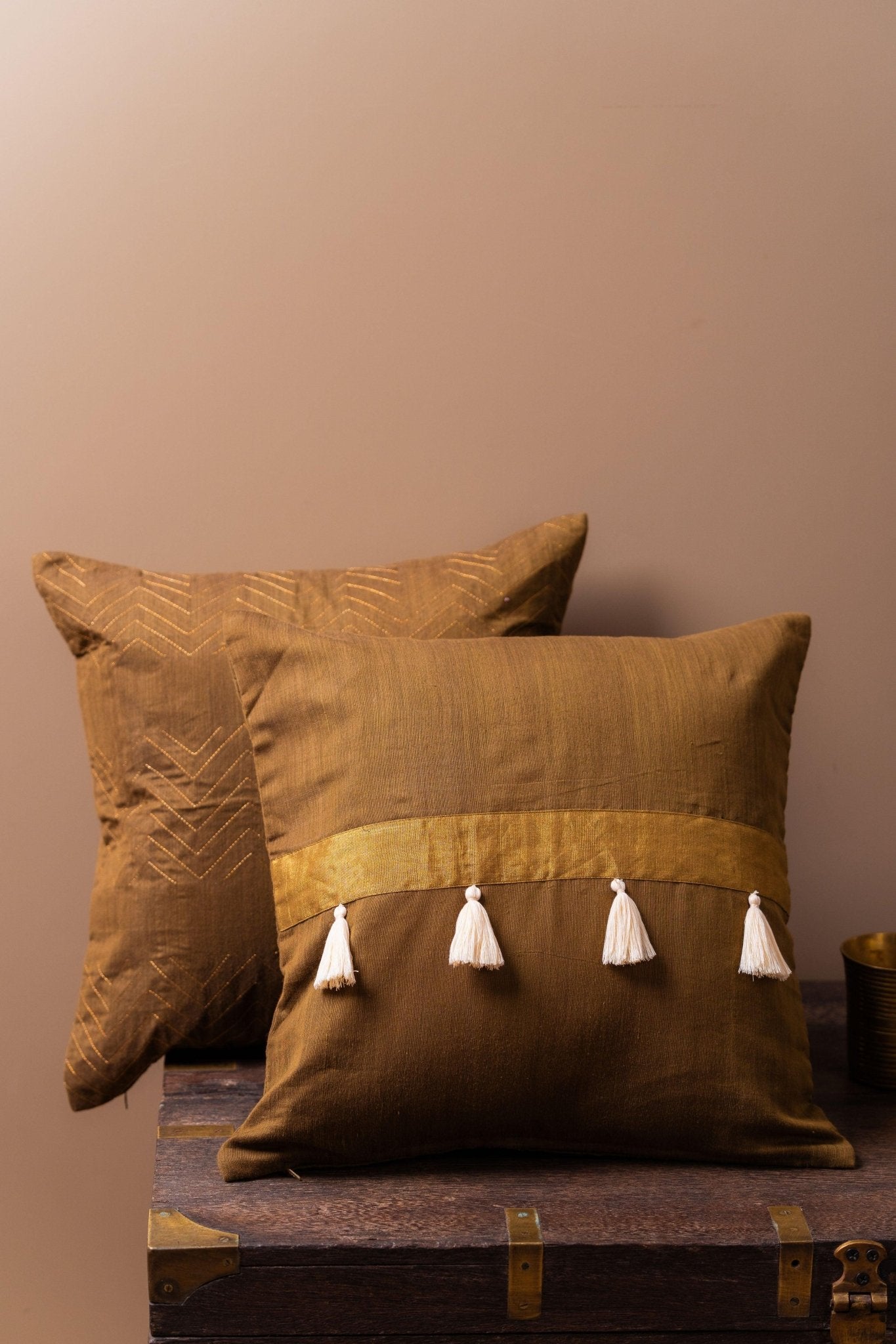 Cocoa Shine Maheshwari Silk Cushion Covers - TesuCushion Covers