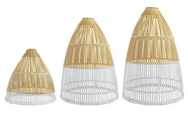 Cup-shaped bamboo hanging lampshade handcrafted with natural bamboo weaving, designed to create a warm, elegant, and eco-friendly lighting ambiance.
