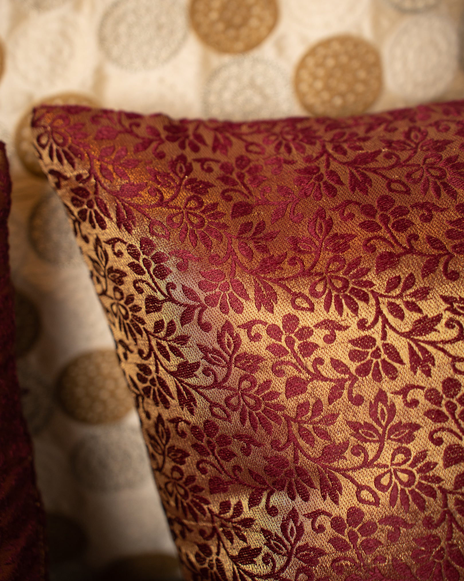 Brocade Cushion Cover - Maroon Set of 2 - TESU