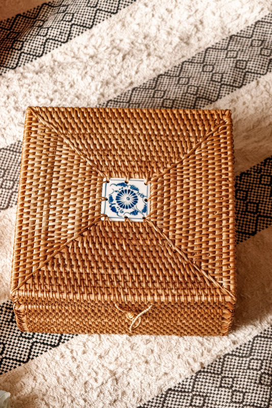 Designer Rattan Square Storage Box - TesuCabinets & Storage