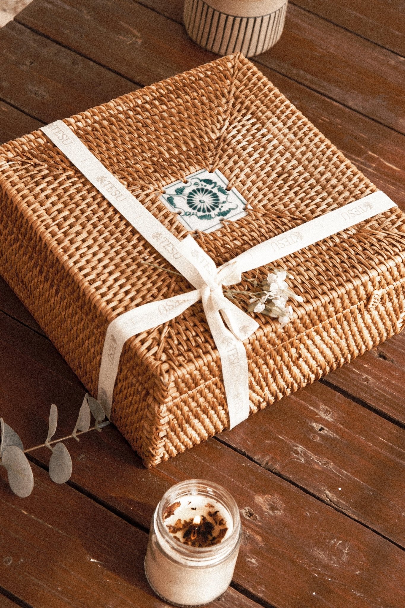 Designer Rattan Square Storage Box - TesuCabinets & Storage