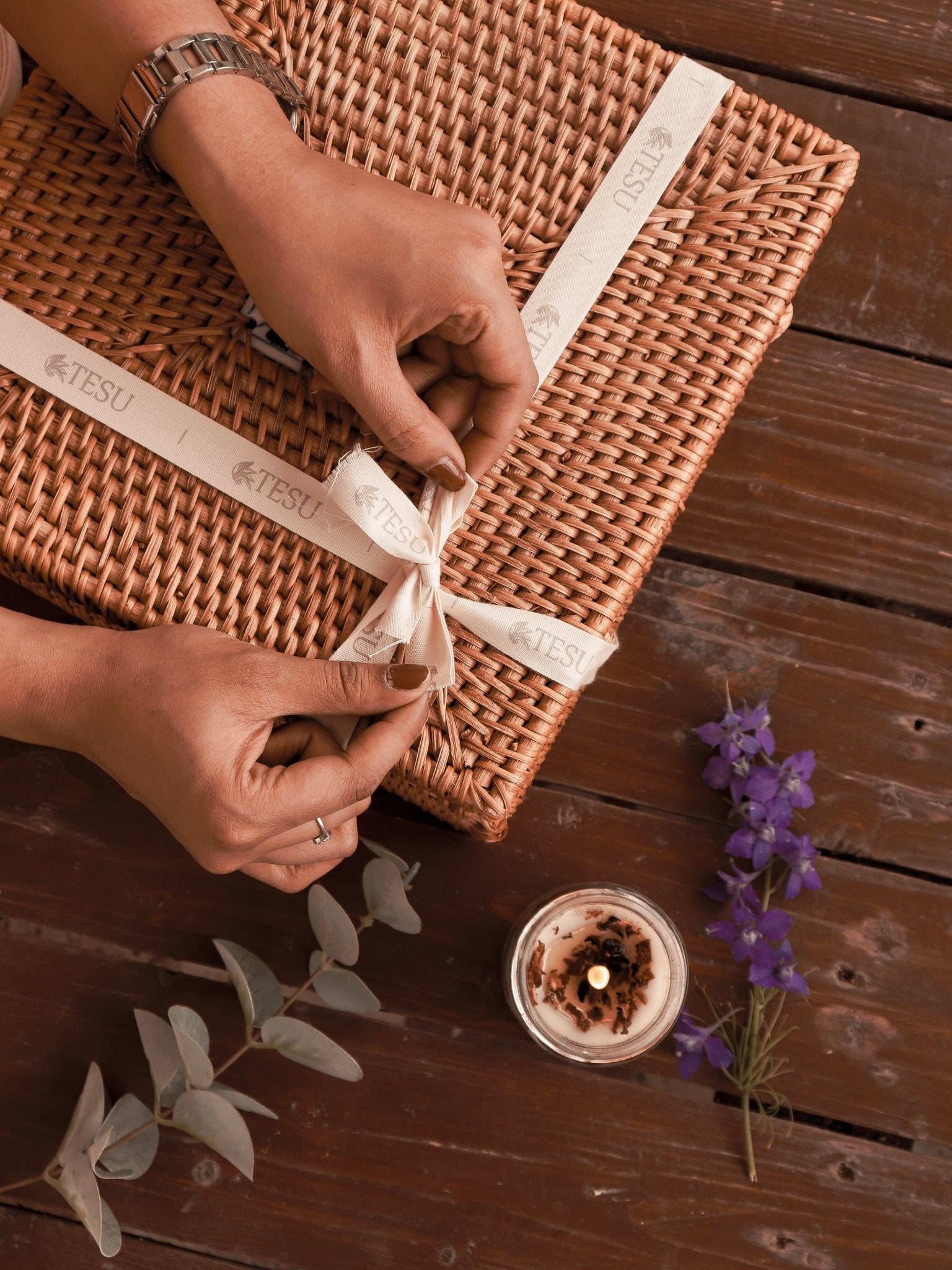 Designer Rattan Square Storage Box - TesuCabinets & Storage