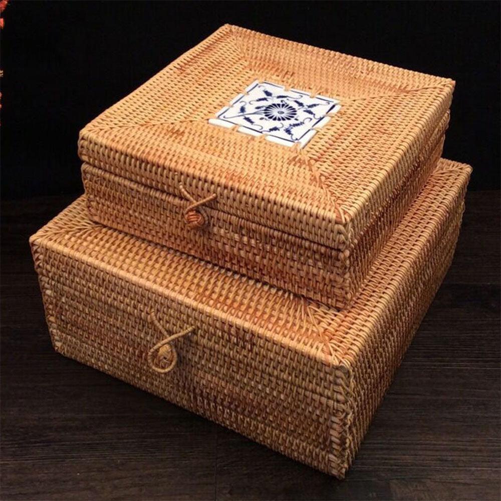 Designer Rattan Square Storage Box - TesuCabinets & Storage