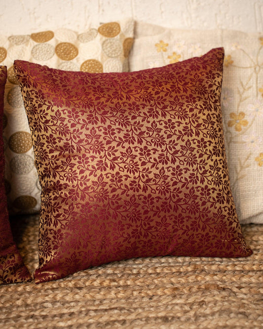 Brocade Cushion Cover - Maroon Set of 2 - TESU