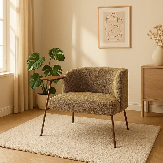 The Elmside Armchair blends minimalist form with cozy function, making it the perfect accent for modern living spaces. 