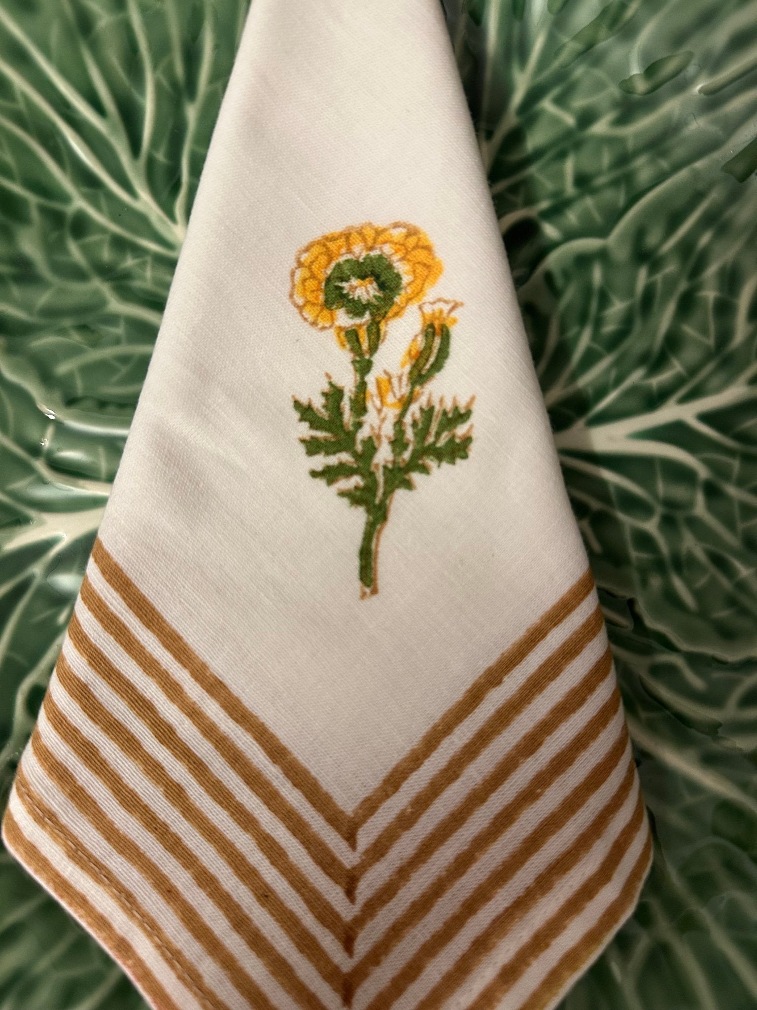 Embroidered Cotton Table Napkins - Marigold - Set of 6 - TesuHome & Kitchen