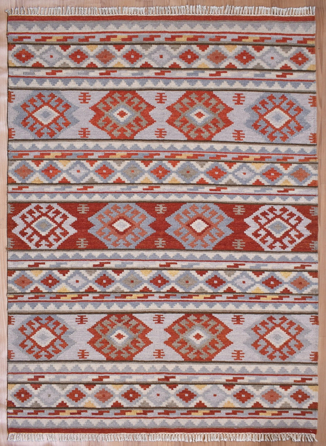 Flatweave Handmade Beige Caucasian Rug | Luxury Wool Rug India – Tesu