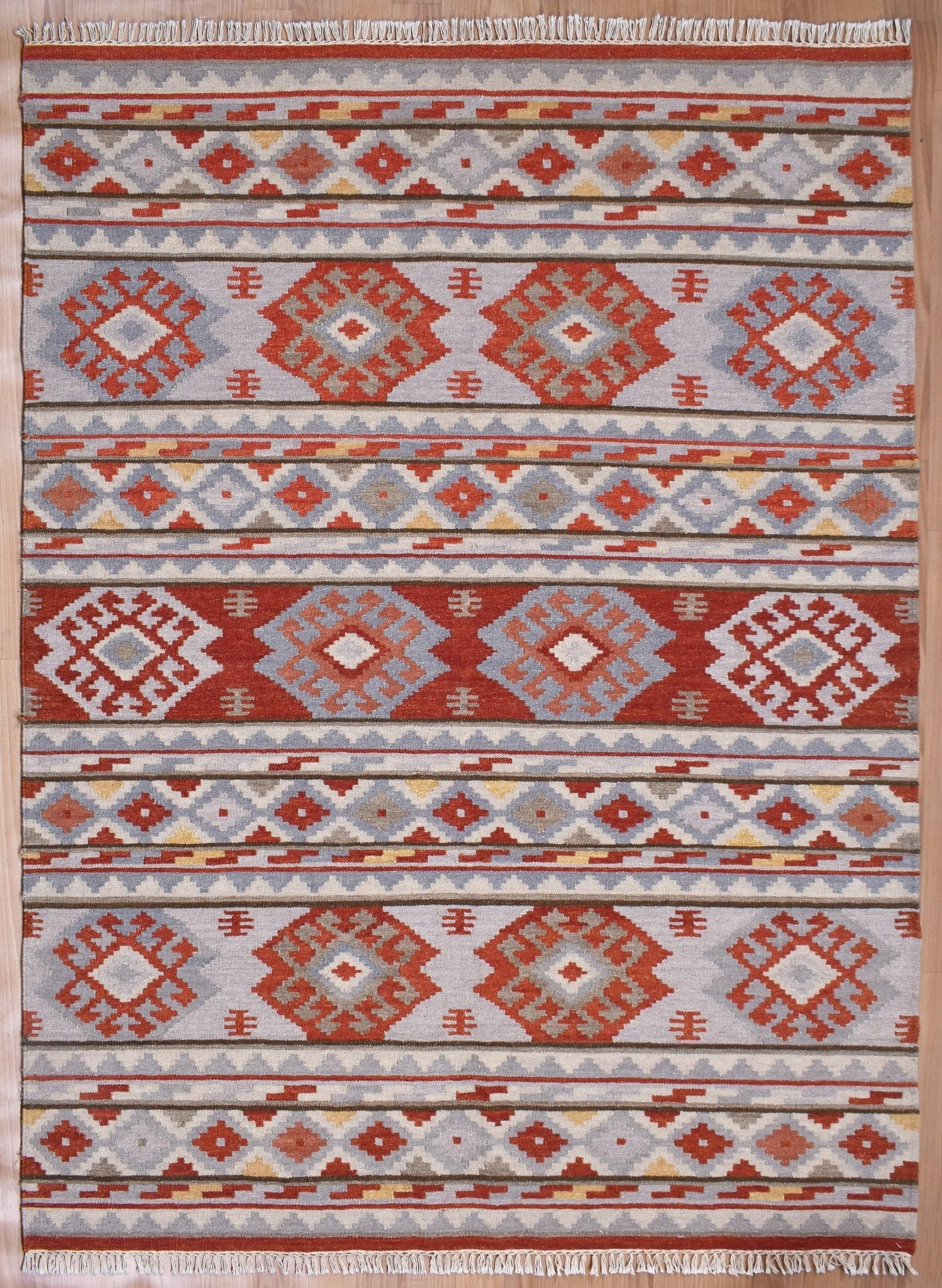 Flatweave Handmade Beige Caucasian Rugs - TesuRugs