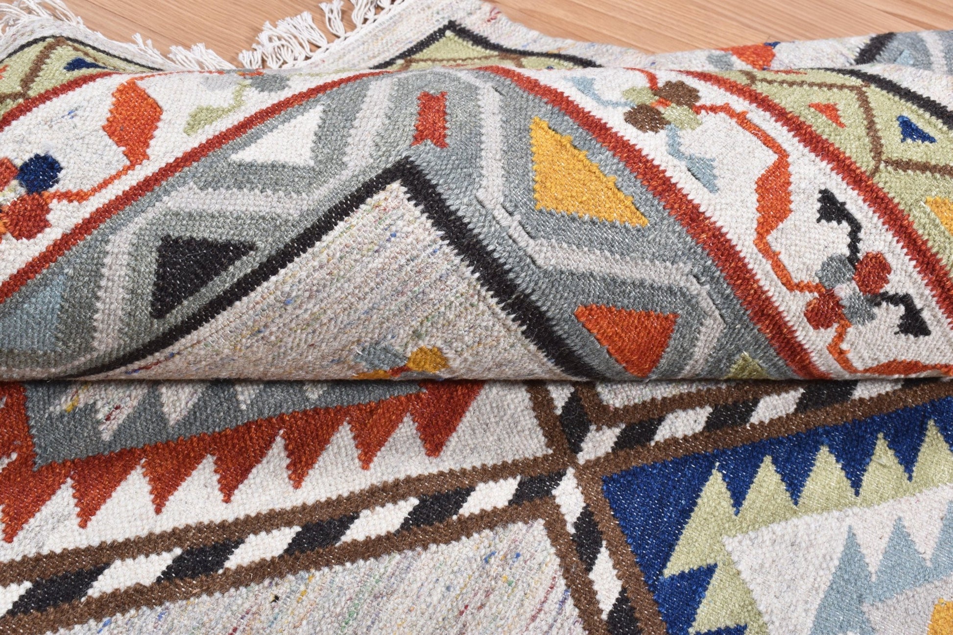 Flatweave Handmade Grey Caucasian Rugs - TesuRugs
