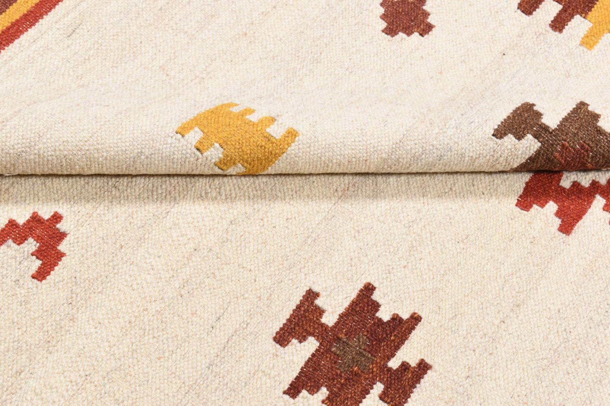 Flatweave Handmade Off White Caucasian Rugs - TesuRugs