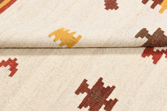 Flatweave Handmade Off White Caucasian Rugs - TesuRugs