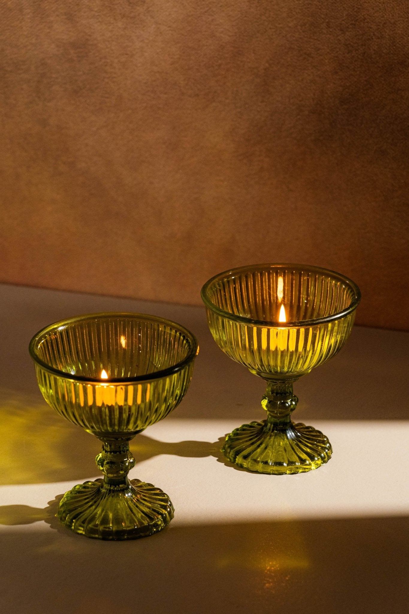 Set of decorative glass candle holders perfect for home ambiance and table settings