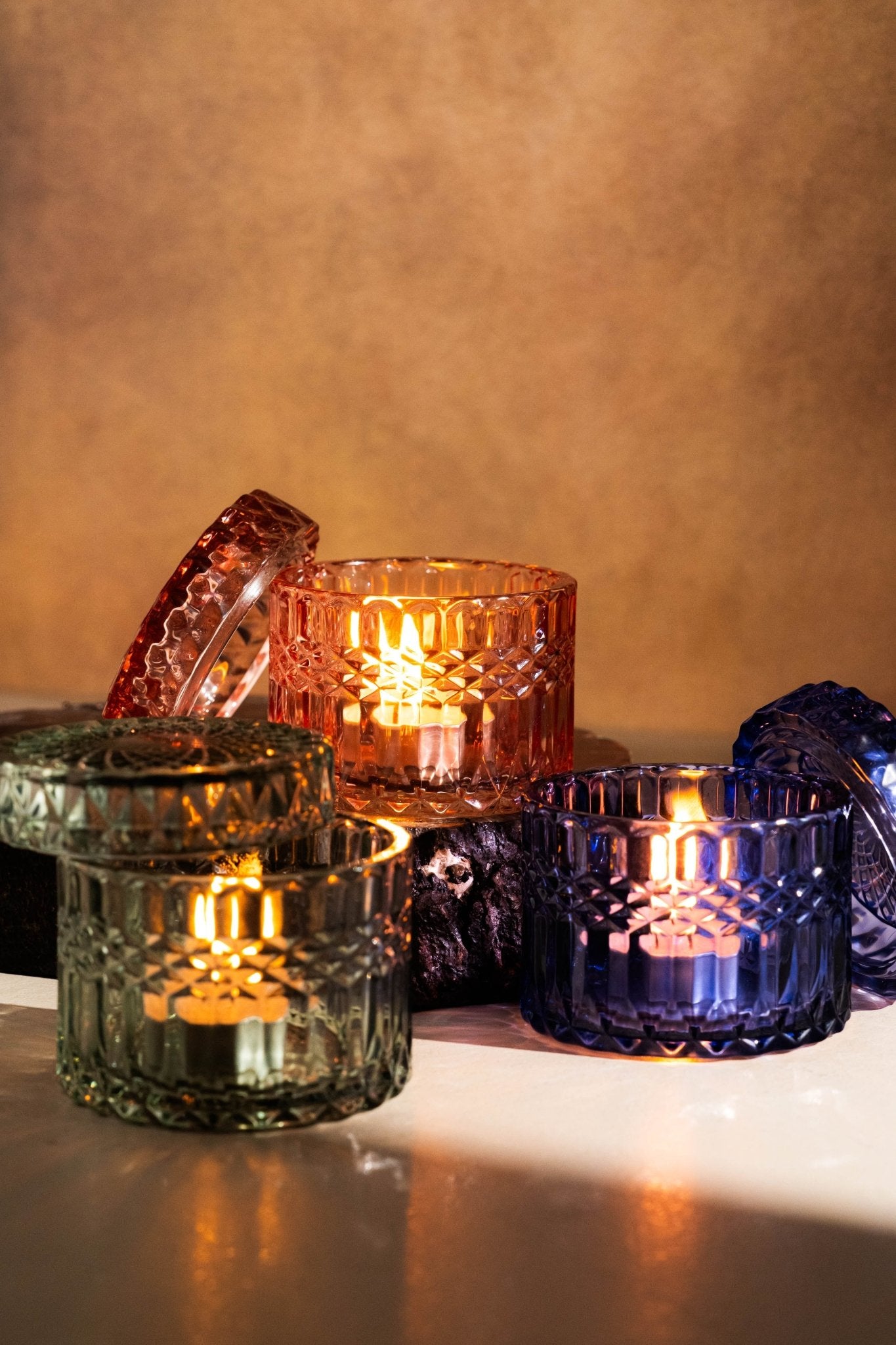 Genda Saaj Glass Candle Holder - TESU Indian Home Decor - TesuCandles & Candle Holders