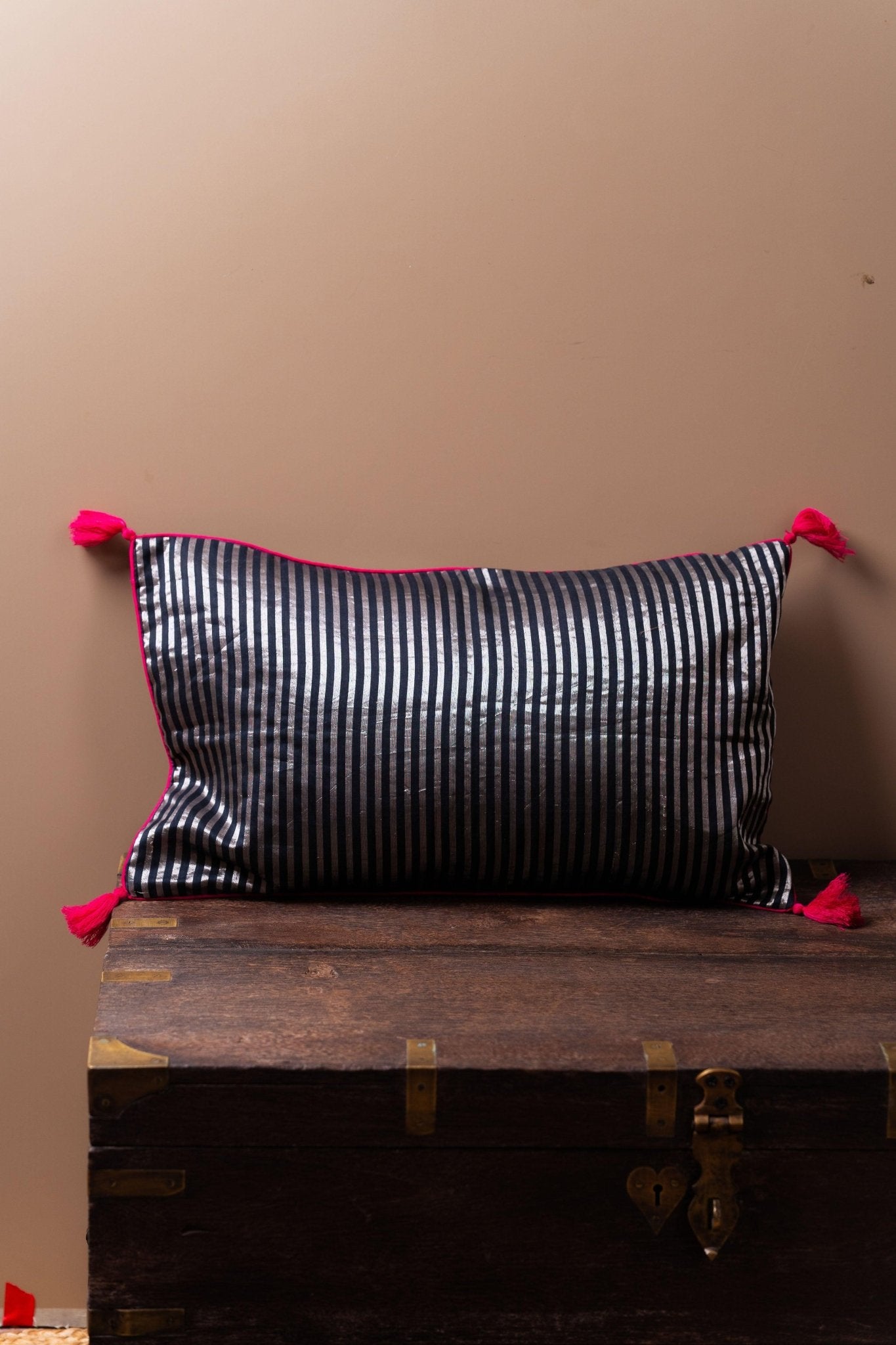 Gleaming Silver Stripes Lumbar cushion cover - TesuCushion Covers