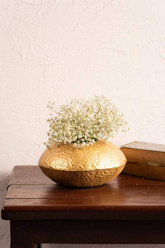 Golden Hammered Planter - TesuPlanter