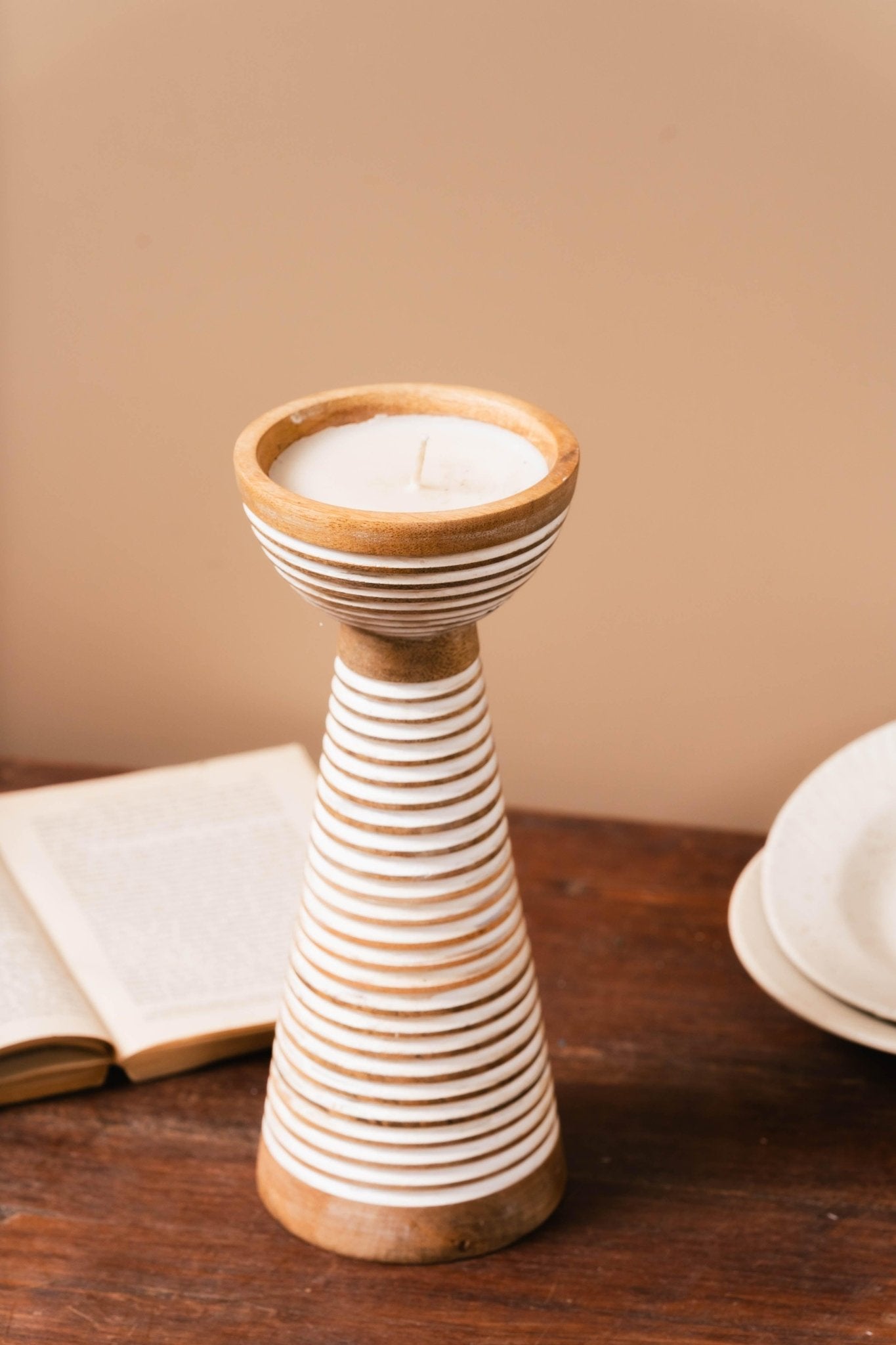 Hand Carved Scented Wooden Candle - TesuCandles & Candle Holders