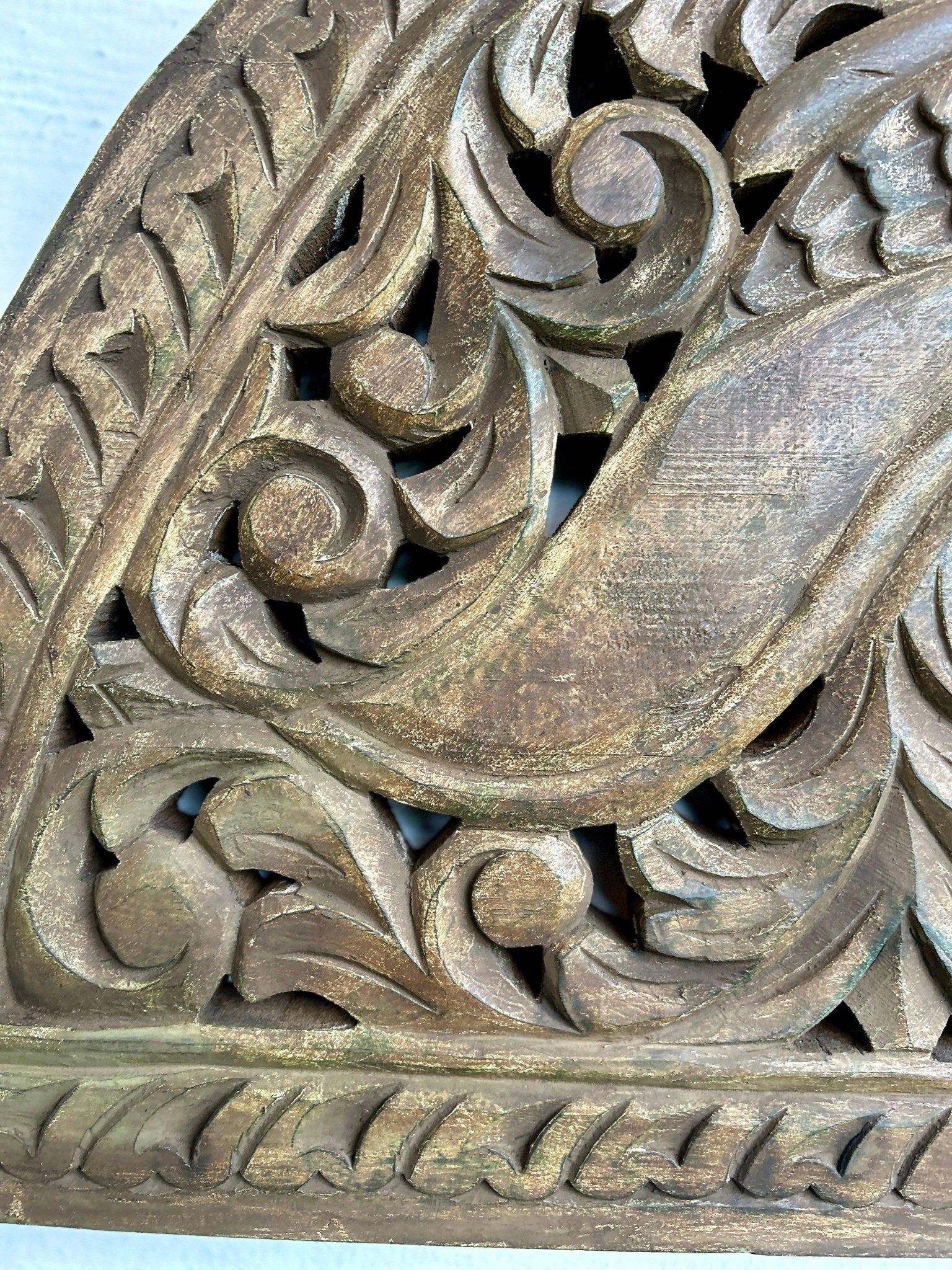 Hand Carved Wooden Peacock Jali - TesuWall Decor