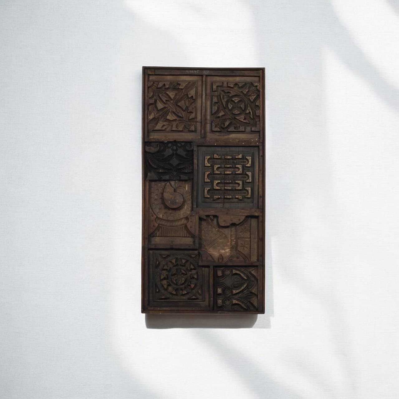 Handcarved Multicolor Wooden Panel - TesuWall Decor